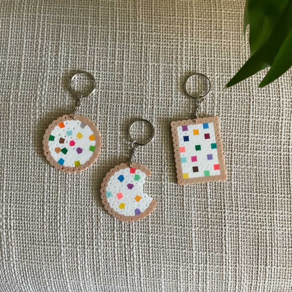 Handmade Cookie Perler Bead Keychains - Picture 2 of 11